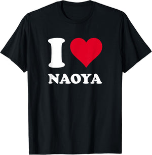 Red Heart I Love Naoya T-Shirt - T-Shirt | Black