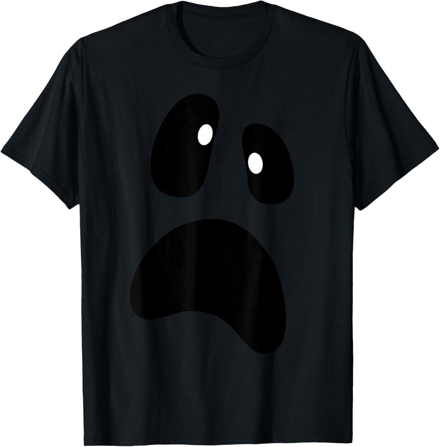 Ghost Silly Face Spooky Halloween Ghost Face Easy Costume T-Shirt - T-Shirt | Black