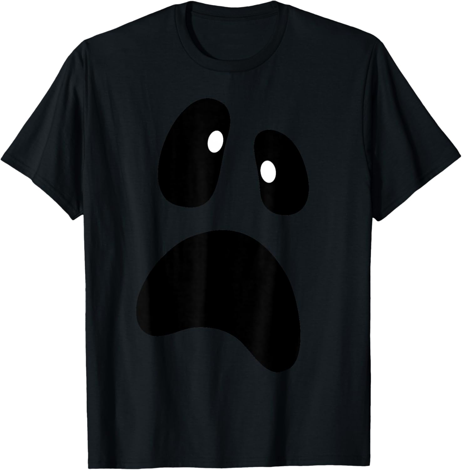 Ghost Silly Face Spooky Halloween Ghost Face Easy Costume T-Shirt - T-Shirt | Black
