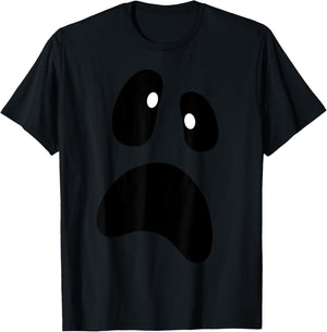 Ghost Silly Face Spooky Halloween Ghost Face Easy Costume T-Shirt - T-Shirt | Black