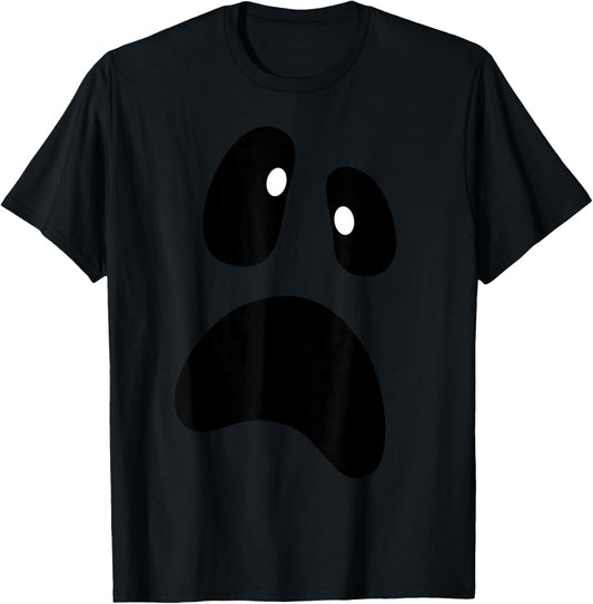 Ghost Silly Face Spooky Halloween Ghost Face Easy Costume T-Shirt - T-Shirt | Black