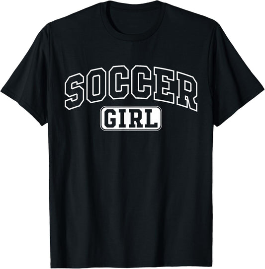 Soccer Girl Funny Athletic Lettering Daughter Youth Kids T-Shirt - T-Shirt | Black