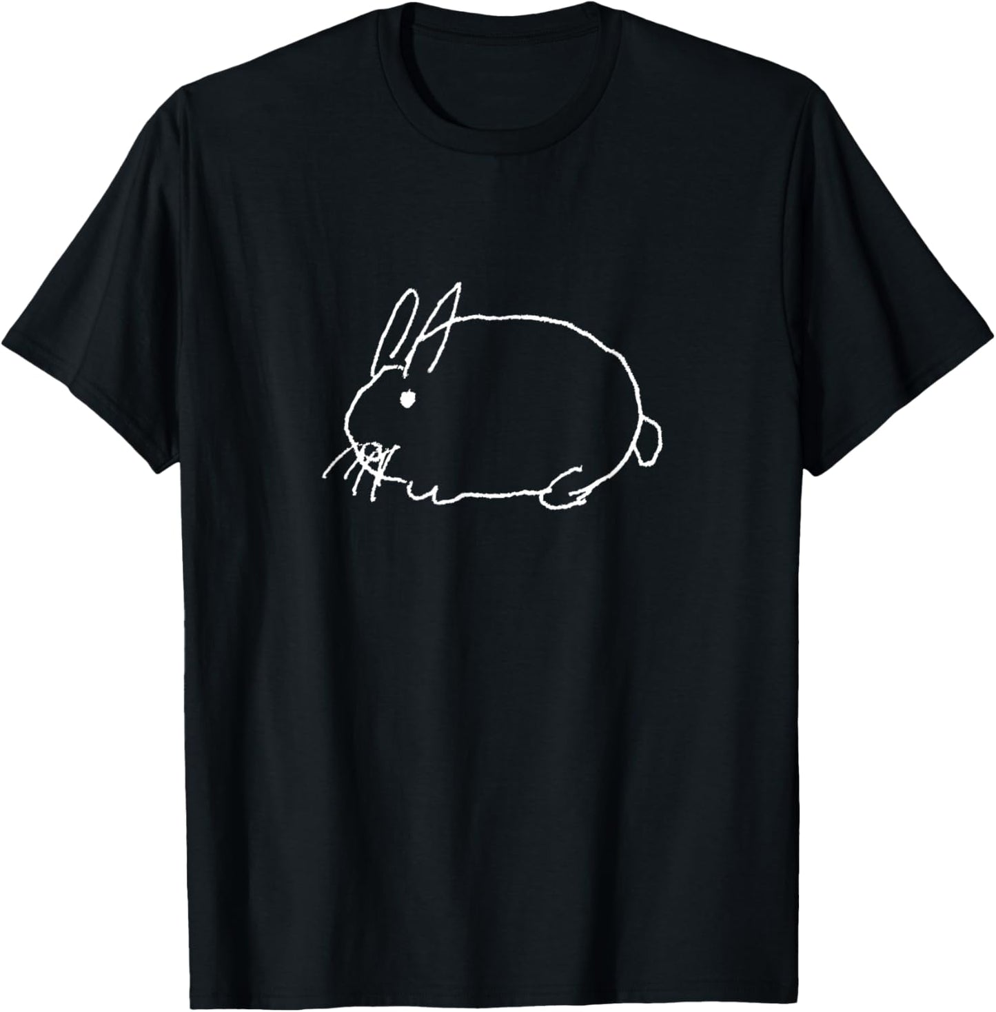 a Round White Rabbit T-Shirt - T-Shirt | Black