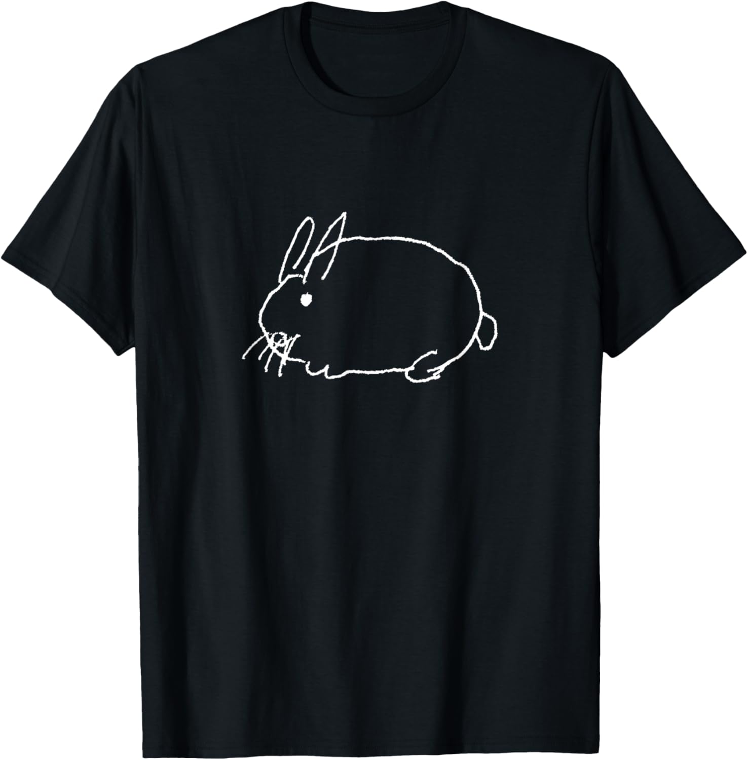 a Round White Rabbit T-Shirt - T-Shirt | Black