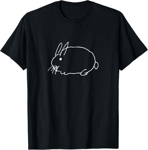 a Round White Rabbit T-Shirt - T-Shirt | Black