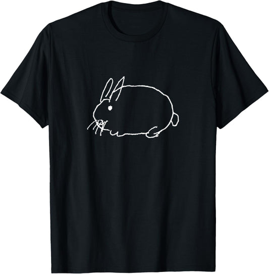 a Round White Rabbit T-Shirt - T-Shirt | Black