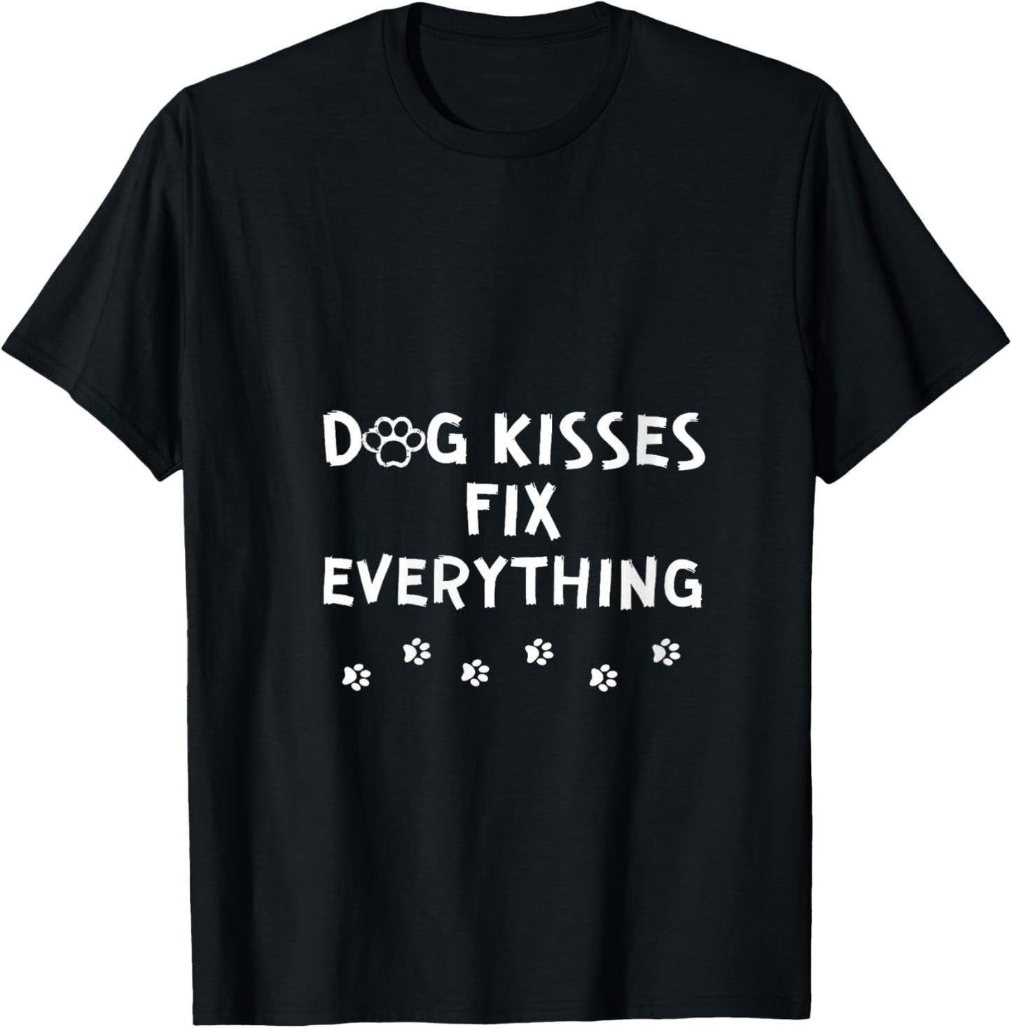 Dog Kisses Fix Everything V-Neck T-Shirt - T-Shirt | Black