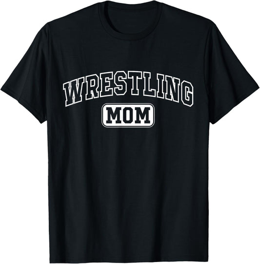Wrestling Mom Fun Athletic Lettering Mothers Day Mama Coach T-Shirt - T-Shirt | Black
