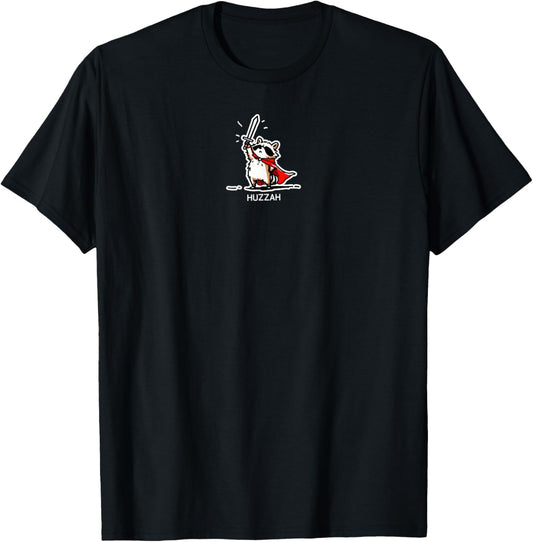 Huzzah Raccoon Knight Funny Sword Meme Quote T-Shirt - T-Shirt | Black
