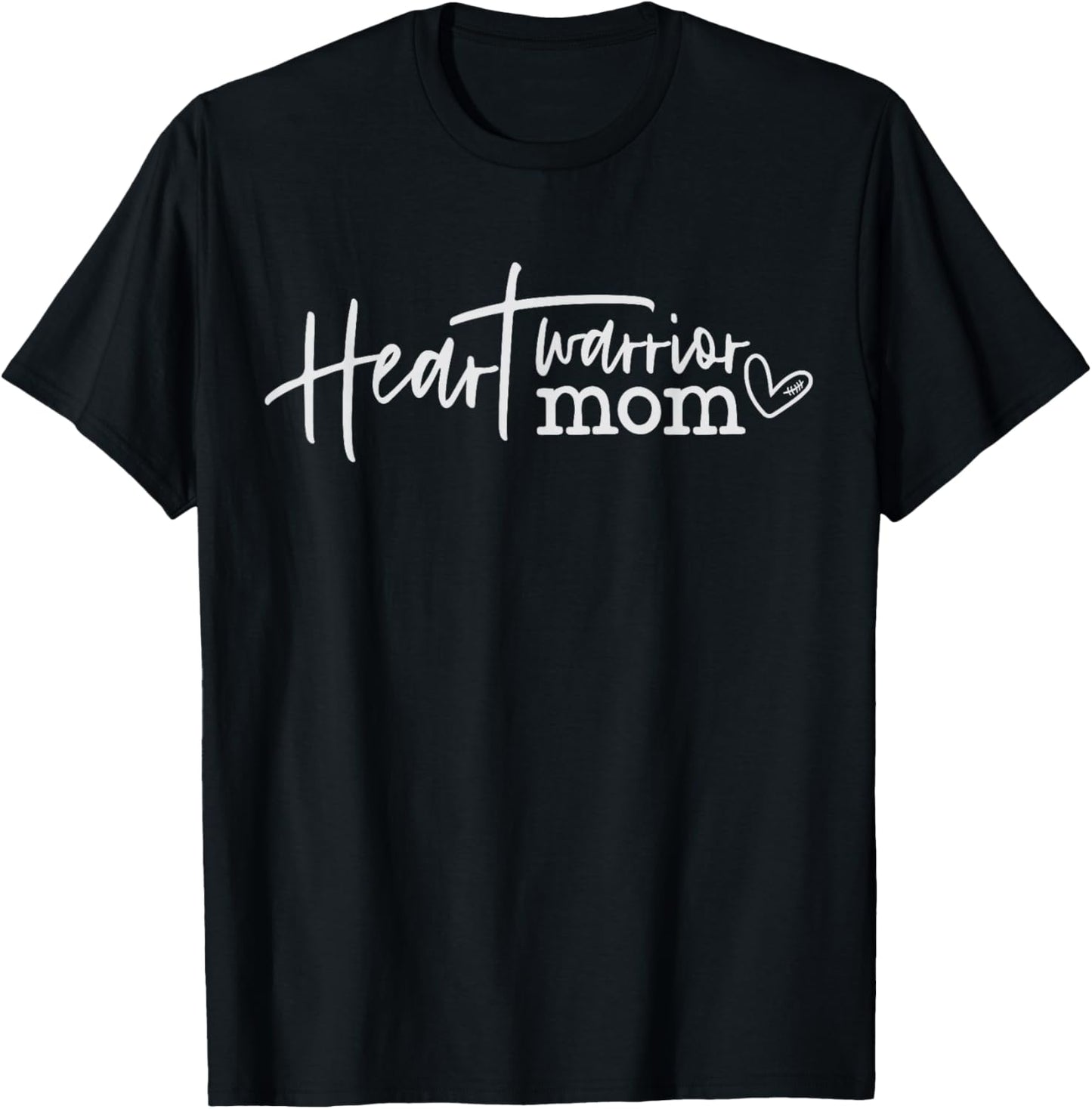 Heart Disease Awareness Surgery Warrior Mom Heartbeat CHD T-Shirt - T-Shirt | Black