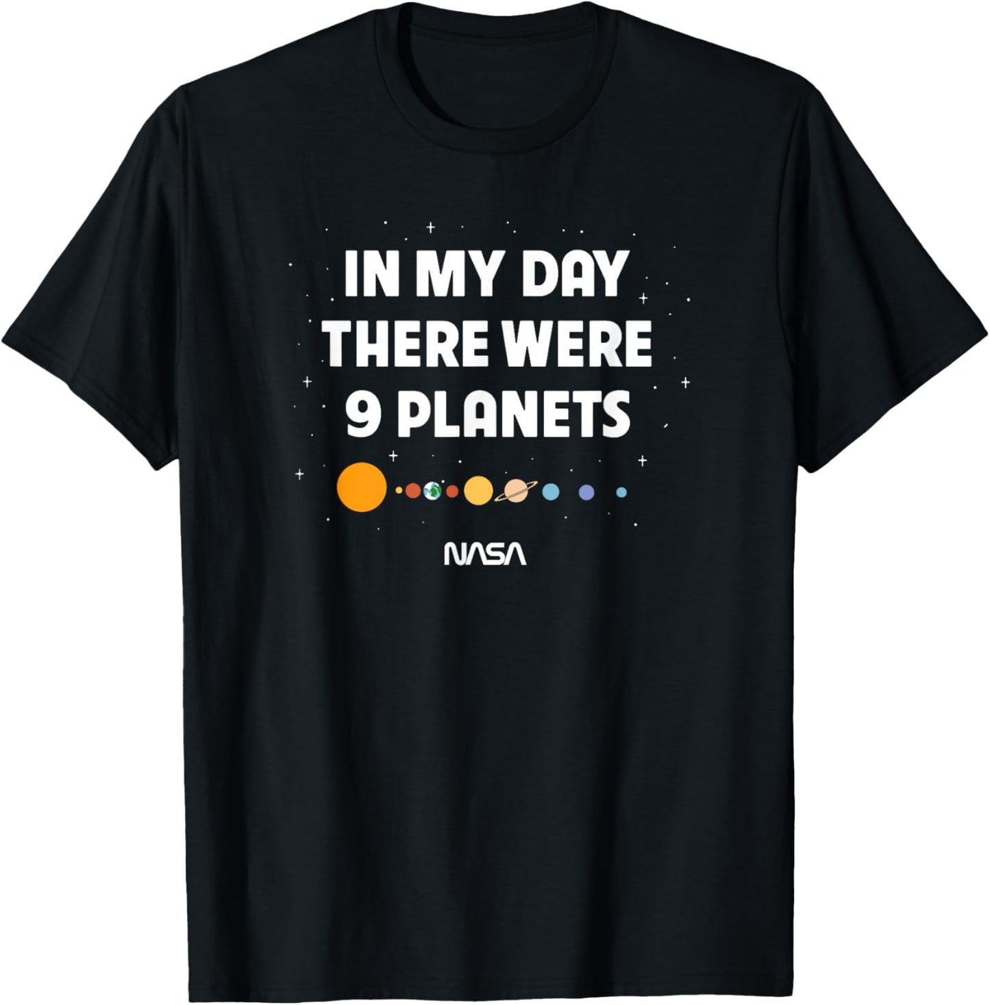 NASA There were Nine Planets Funny Retro Space Science T-Shirt - T-Shirt | Black