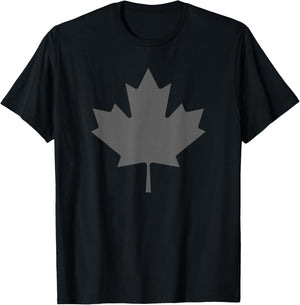Black Canada Flag Minimal Leaf Proud Canadian Pride T-Shirt - T-Shirt | Black