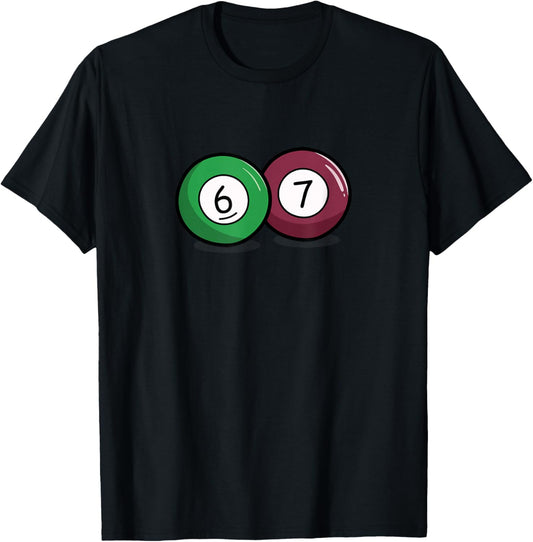 Funny 6 7 Meme Pool Billiard Balls T-Shirt - T-Shirt | Black