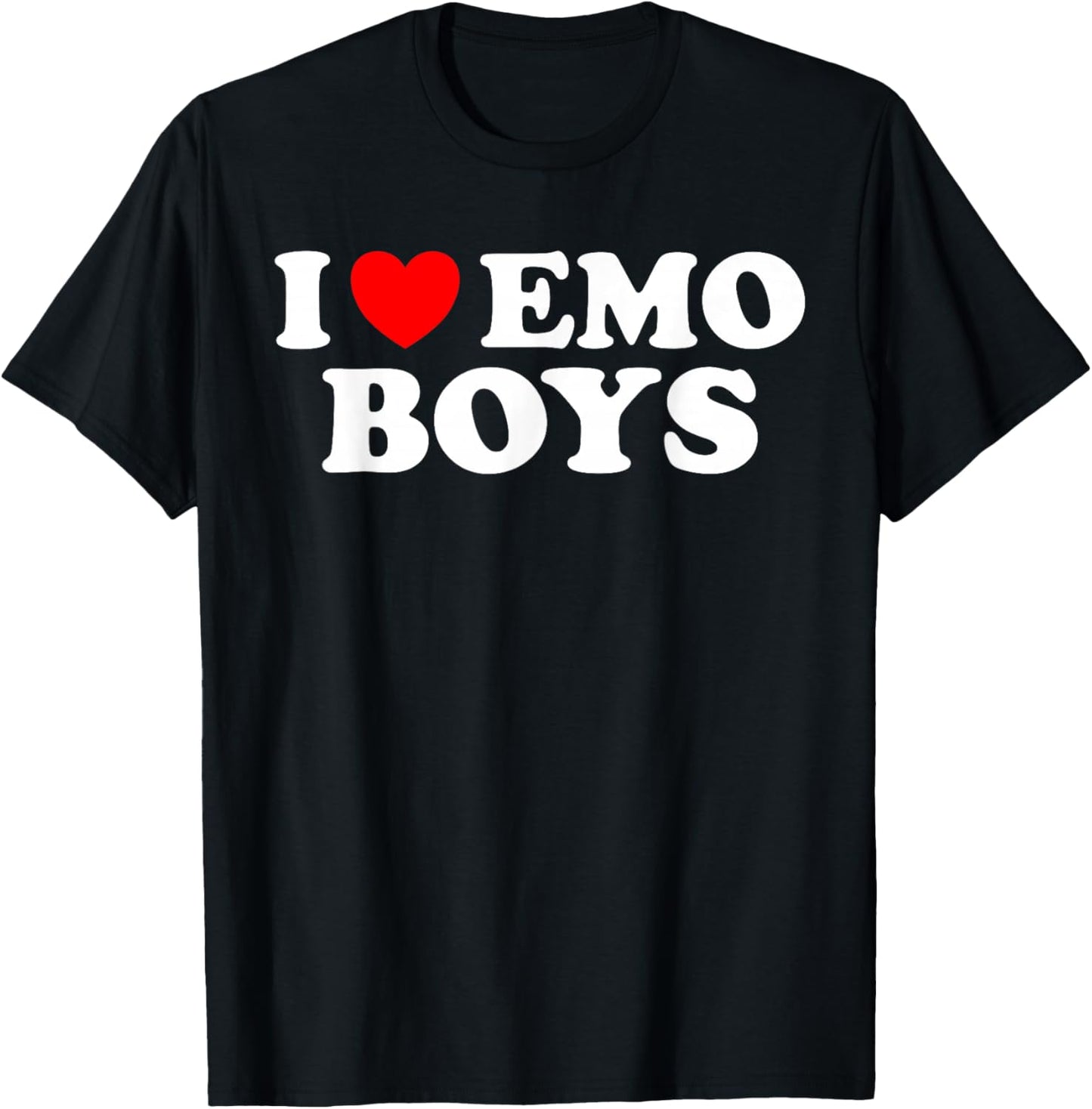 I Love Emo Boys - Funny Elder Emo Heart Pop Punk Goth Humor T-Shirt - T-Shirt | Black