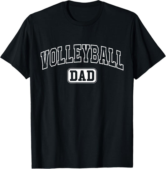 Volleyball Dad Funny Athletic Lettering Coach Player T-Shirt - T-Shirt | Black