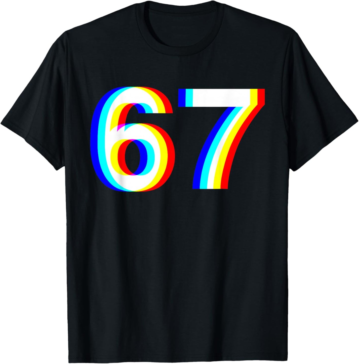 67 Meme Funny Six Seven Retro Trippy Vaporwave EDM 6-7 Slang T-Shirt - T-Shirt | Black