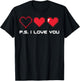 PS I Love You Day Valentine's Day Pixel Purple Heart Kids T-Shirt - T-Shirt | Black