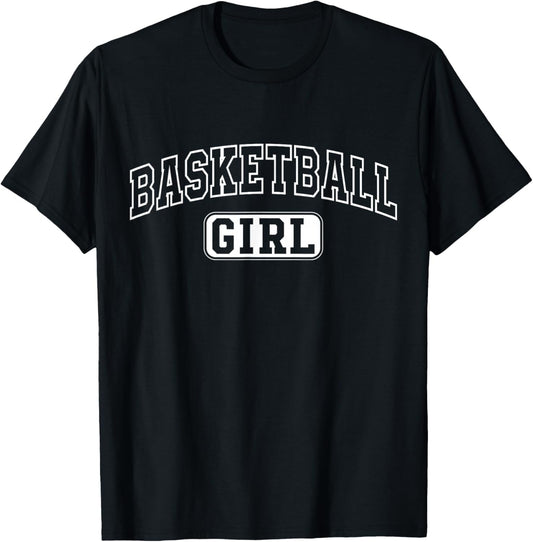 Basketball Girl Funny Athletic Lettering Daughter Youth Kids T-Shirt - T-Shirt | Black