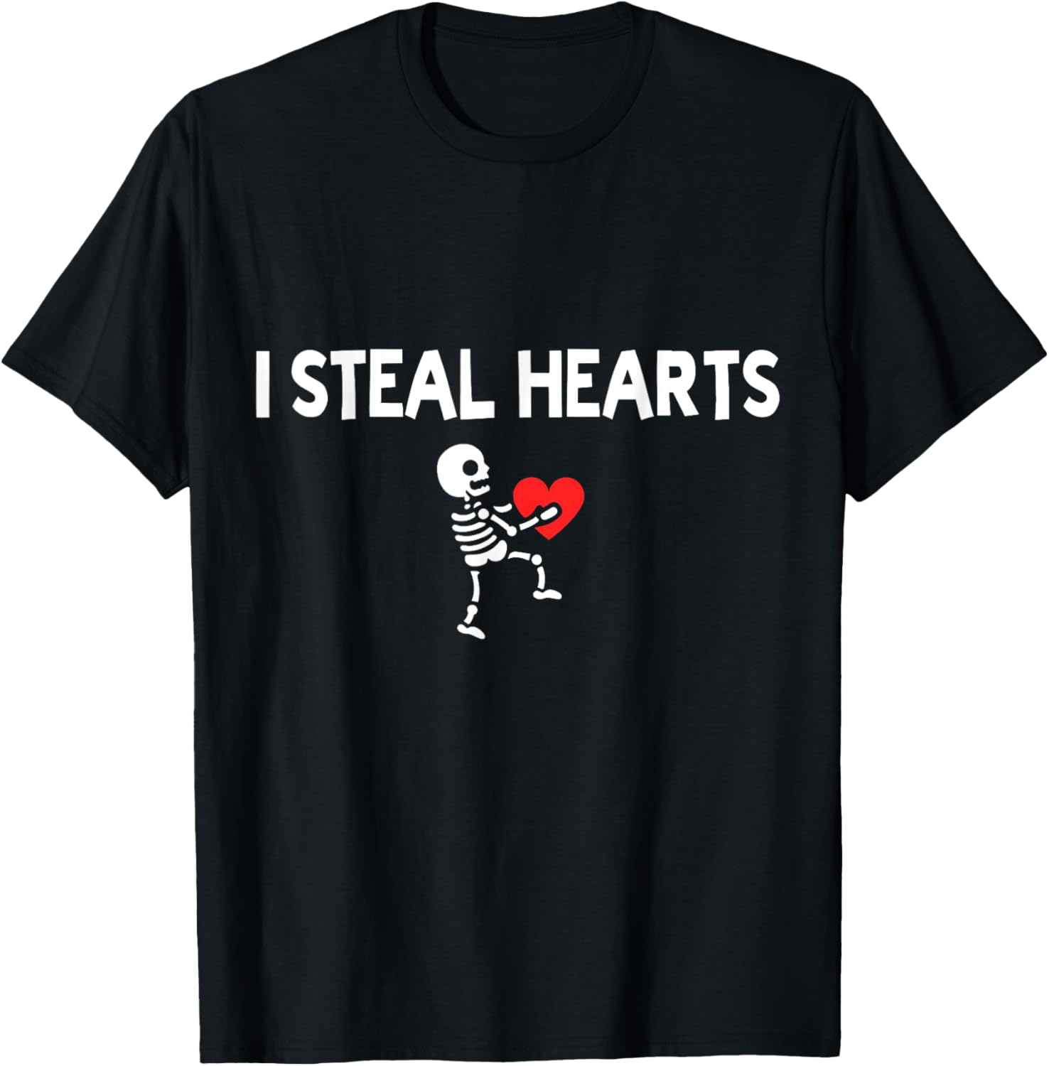 I Steal Hearts Funny Skeleton Valentine Retro T-Shirt - T-Shirt | Black
