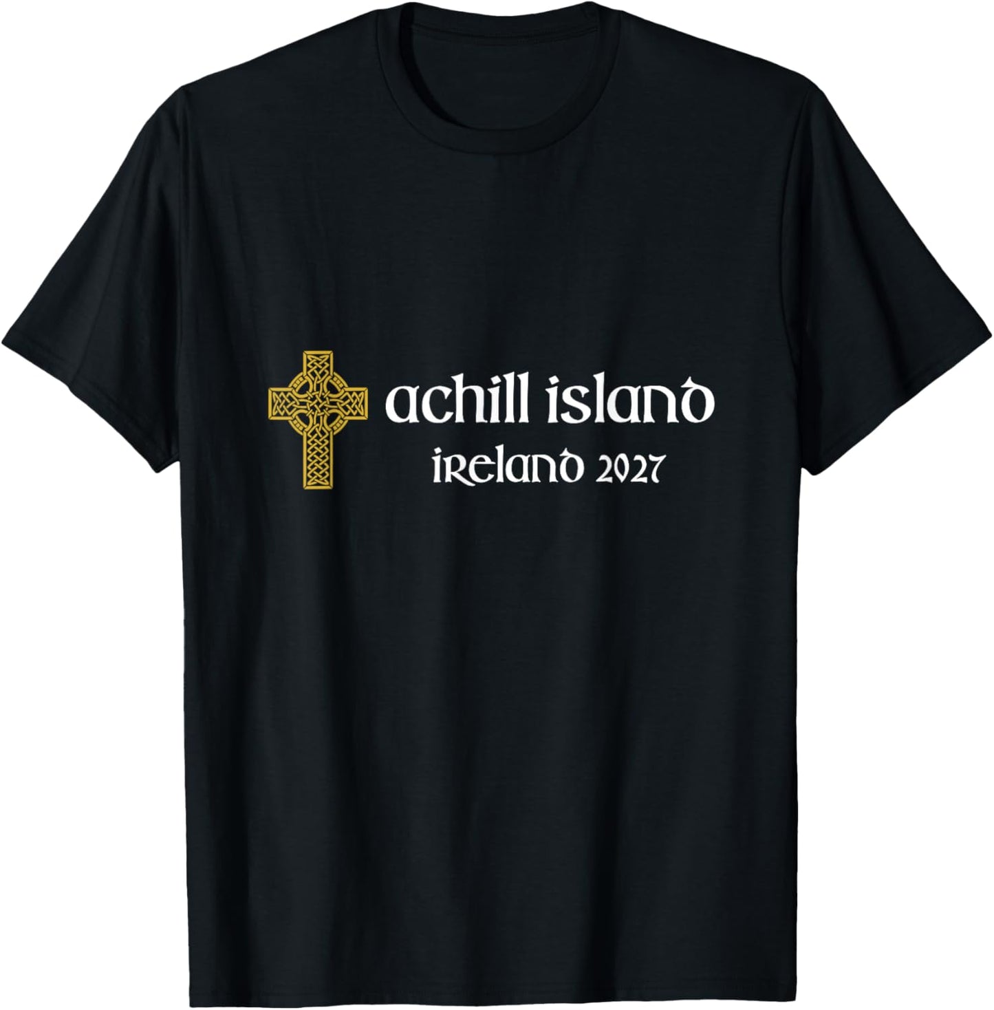 Achill Island Mayo Ireland 2027 Celtic Cross T-Shirt - T-Shirt | Black