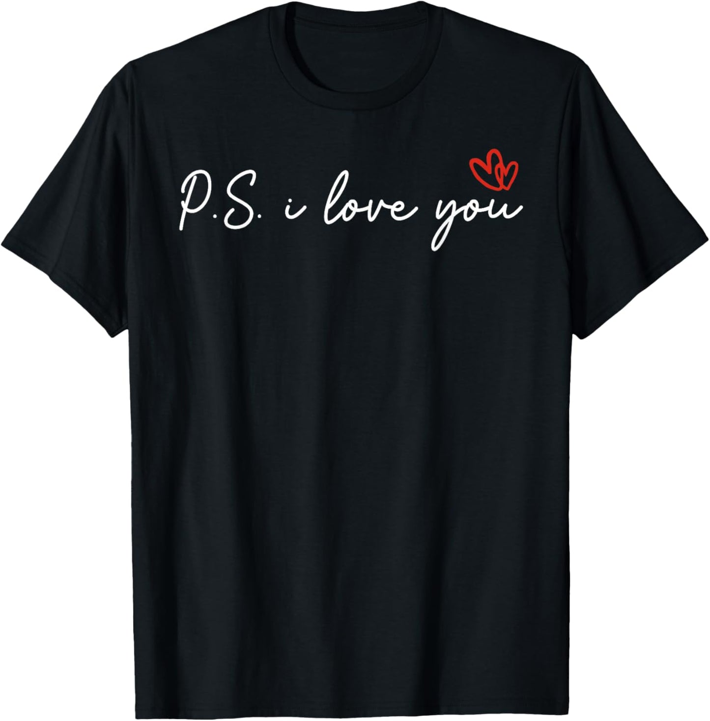 PS I Love You Day Valentine's Day Purple Heart Women Men Kid T-Shirt - T-Shirt | Black