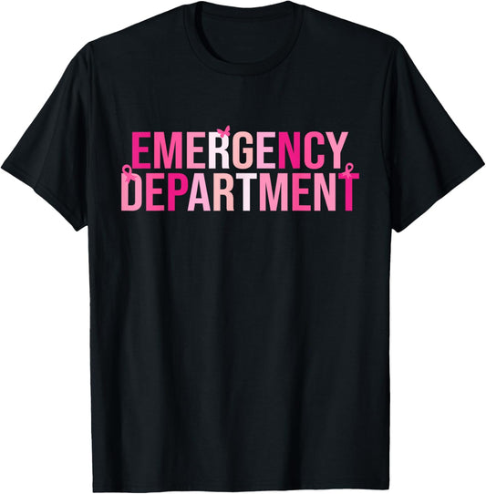 Emergency Department Emergency Room Nurse Breast Cancer T-Shirt - T-Shirt | Black