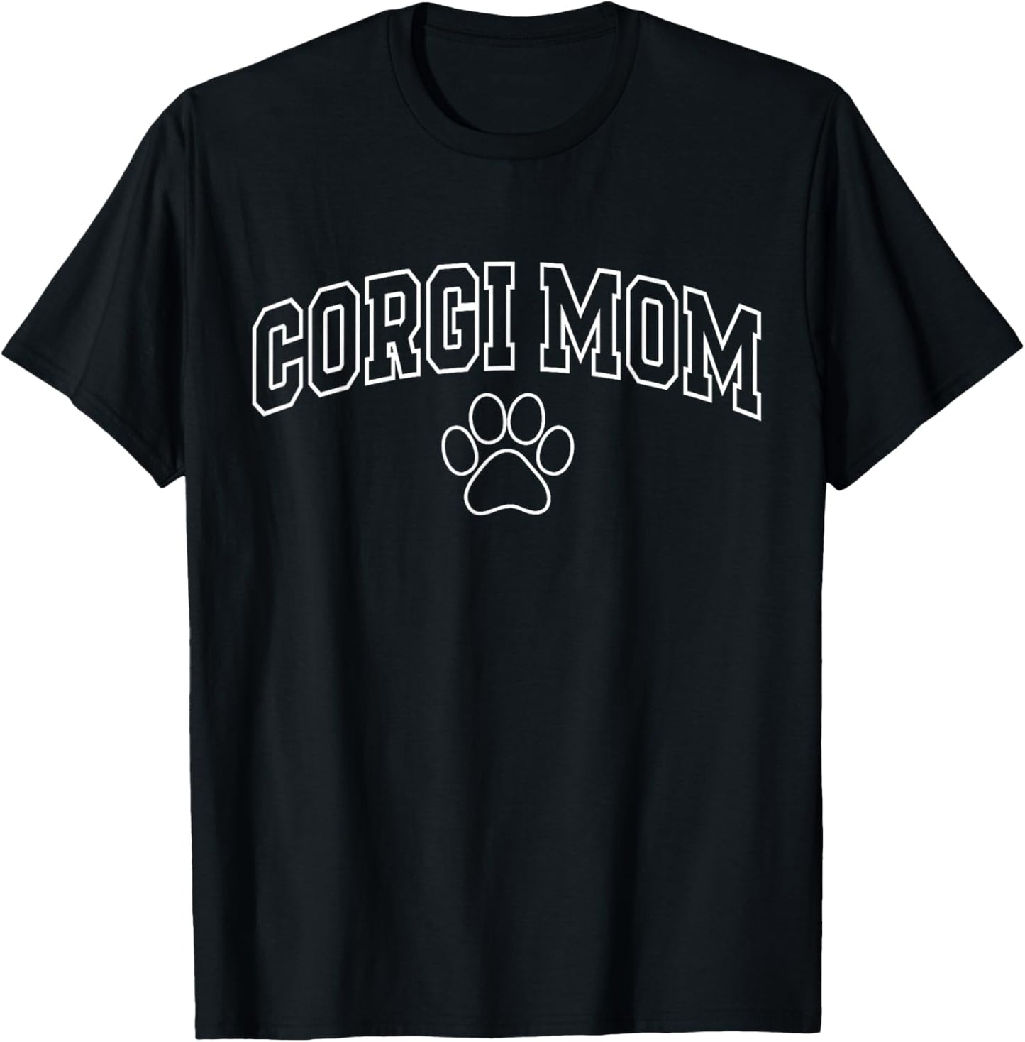 Corgi Mom Funny Athletic Lettering Pet Owner Mama T-Shirt - T-Shirt | Black