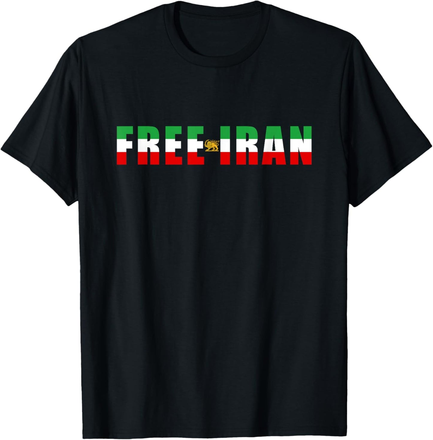 Free Iran – Lion Flag Emblem Historic Heritage Minimal Text T-Shirt - T-Shirt | Black