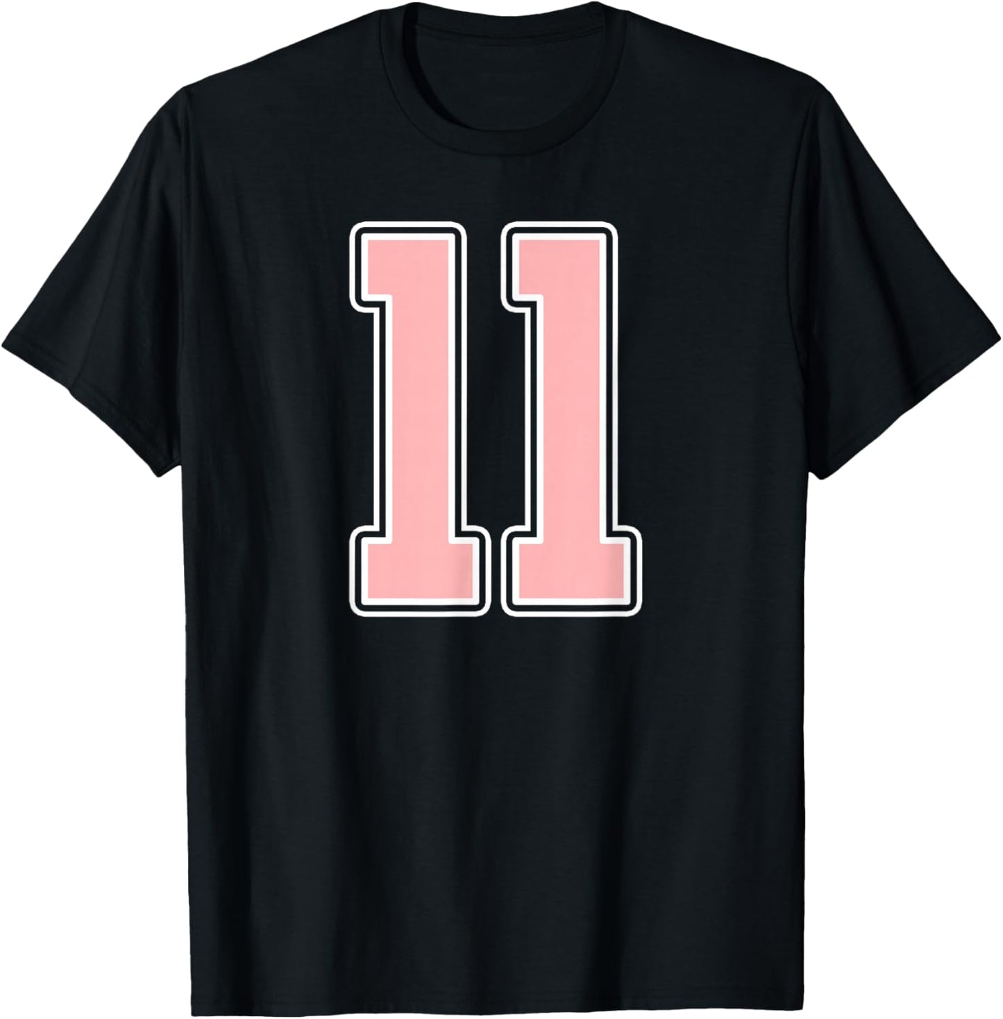 Cute Pink and White Number 11 Jersey Player Uniform #11 Fan T-Shirt - T-Shirt | Black