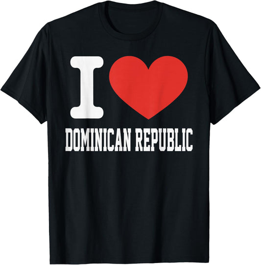 I Love Dominican Republic Heart Souvenir Lovers Pride Travel T-Shirt - T-Shirt | Black