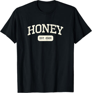 New Honey Est 2026 1st First Time Pregnancy Announcement T-Shirt - T-Shirt | Black