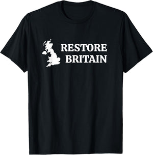 Restore Britain – UK Patriot Conservative Graphic (Navy) T-Shirt - T-Shirt | Black
