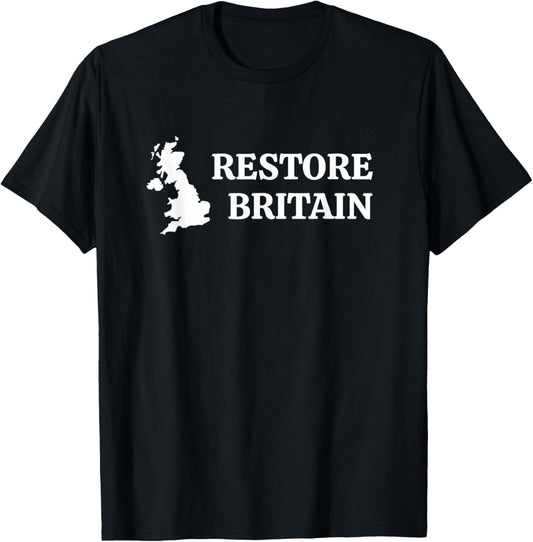 Restore Britain – UK Patriot Conservative Graphic (Navy) T-Shirt - T-Shirt | Black