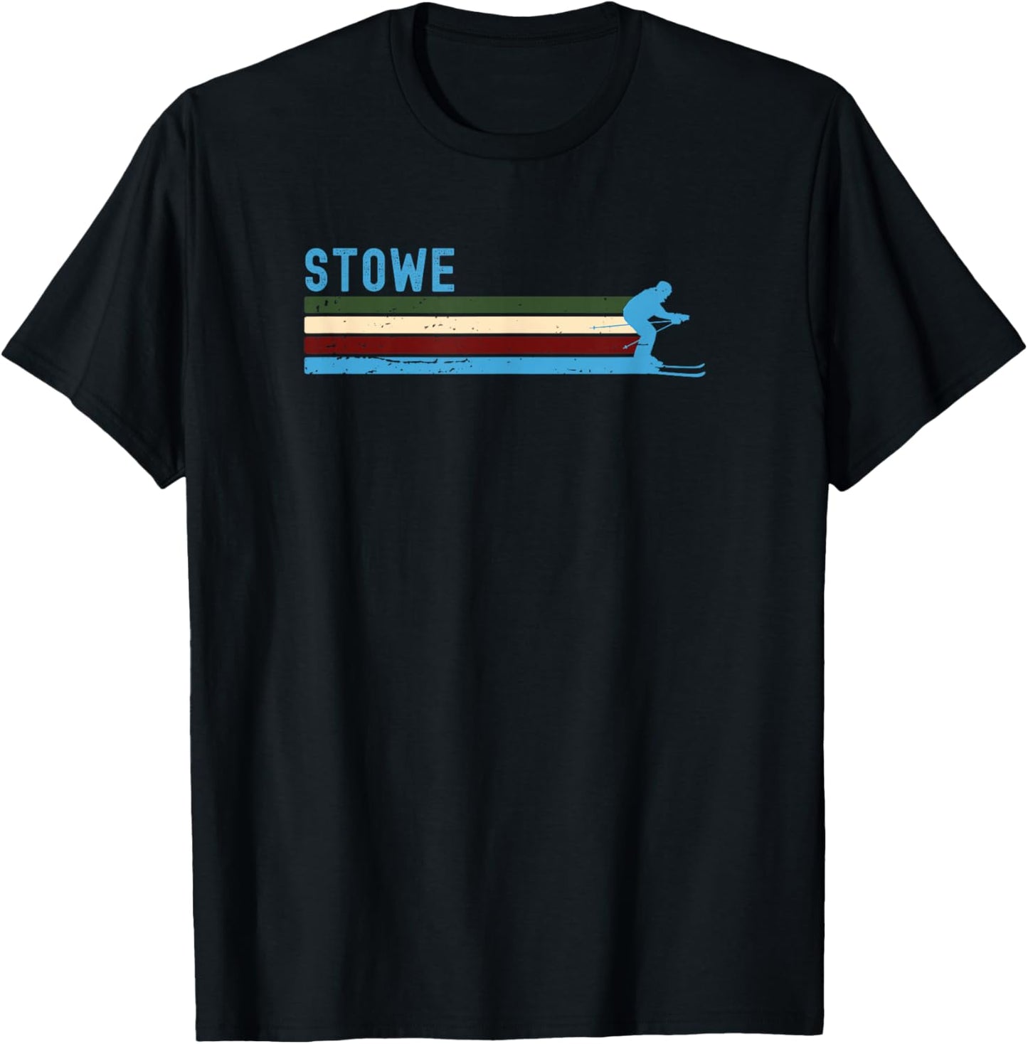 Stowe Vermont Retro Ski Mountain Vacation T-Shirt - T-Shirt | Black