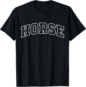 Horse Funny Athletic Lettering Pet Owner Farmer T-Shirt - T-Shirt | Black
