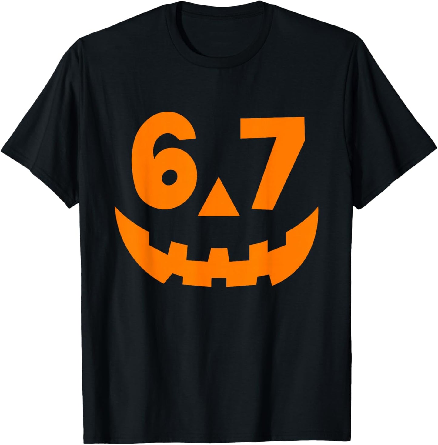Halloween Six Seven 6 7 Meme Jack O Lantern 6-7 Pumpkin Face T-Shirt - T-Shirt | Black