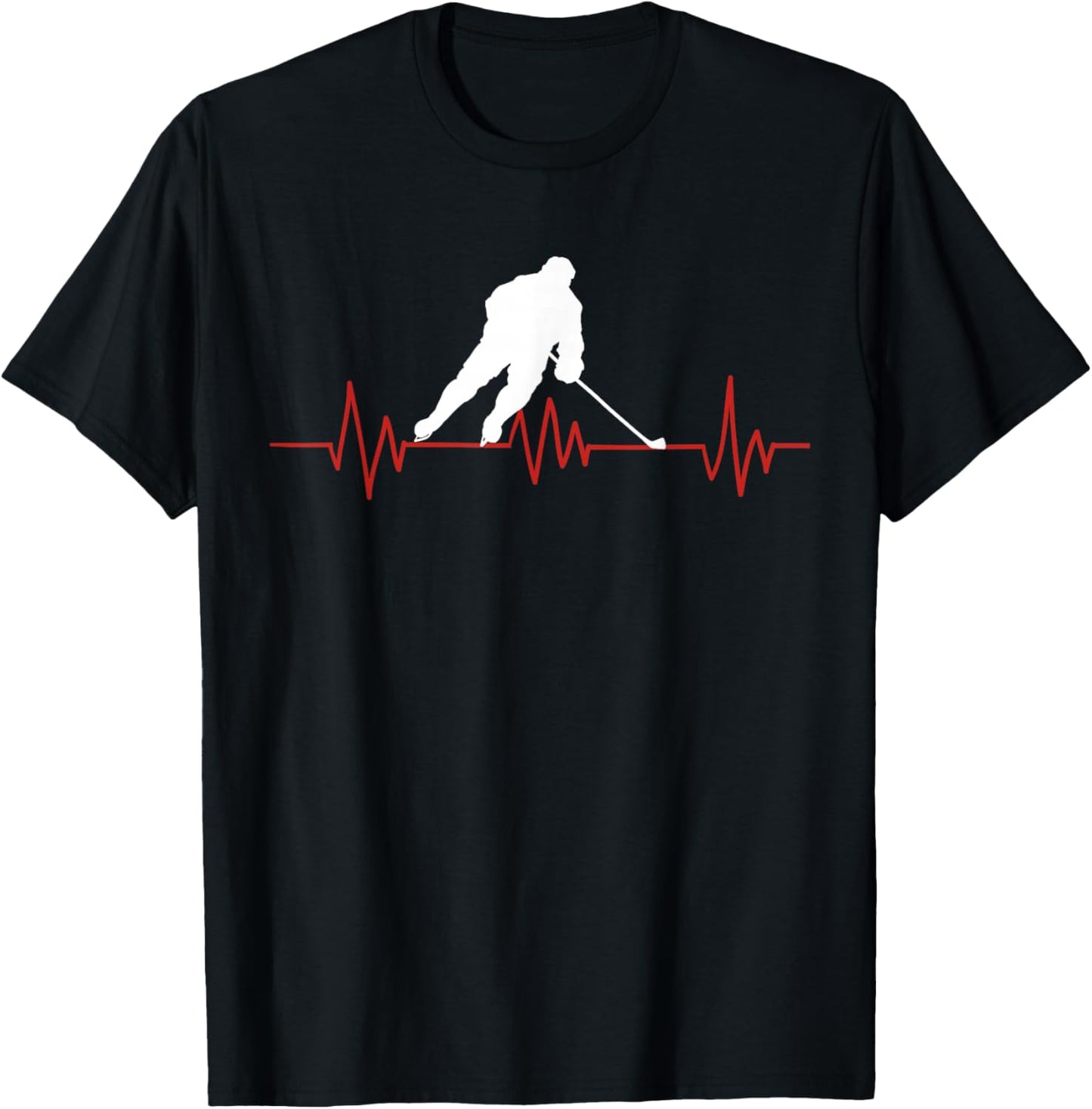 Ice Hoceky EKG Hockey Heartbeat T-Shirt - T-Shirt | Black