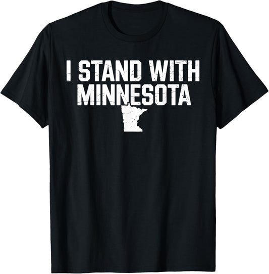 I Stand with Minnesota Vintage MN State Map Pride Native T-Shirt - T-Shirt | Black