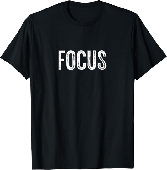 Focus Text Minimal Motivational Typography T-Shirt - T-Shirt | Black