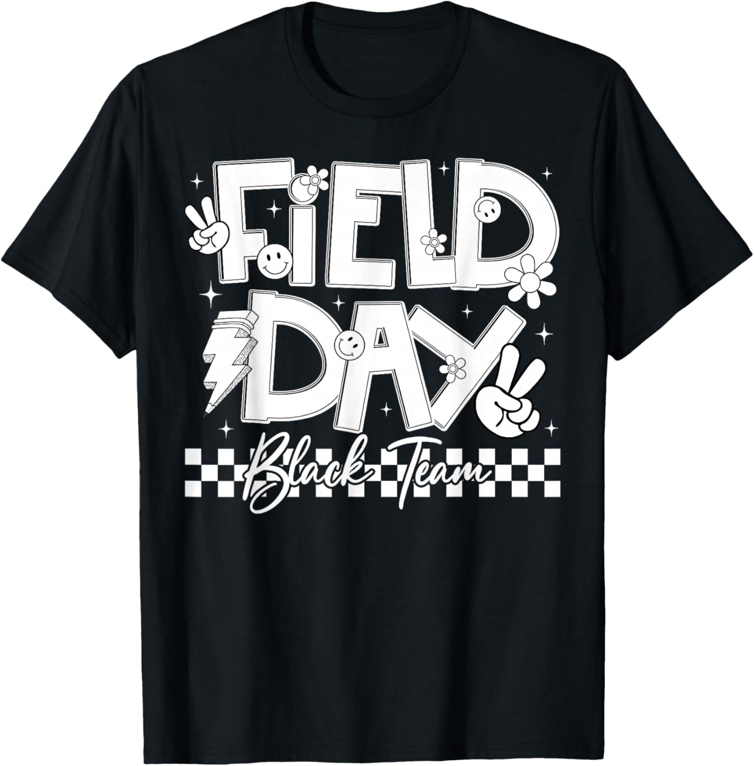 Field Day Black Team Peace Hand Lightning Men Women Kid T-Shirt - T-Shirt | Black