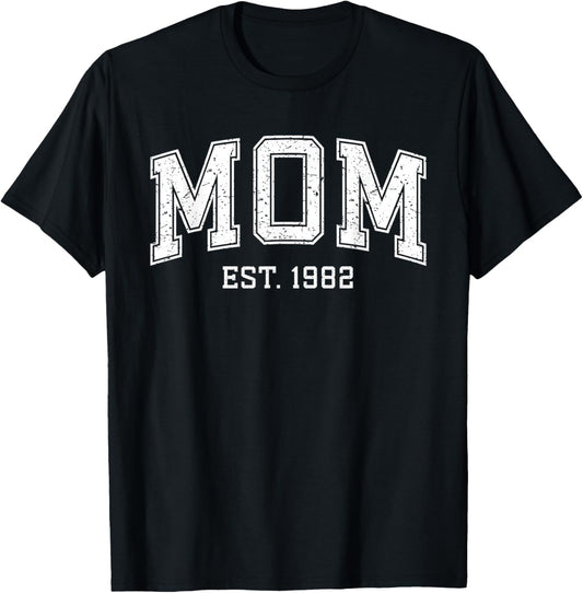 Mom Est 1982 Custom Mom Personalized Mother’s Day Customized T-Shirt - T-Shirt | Black