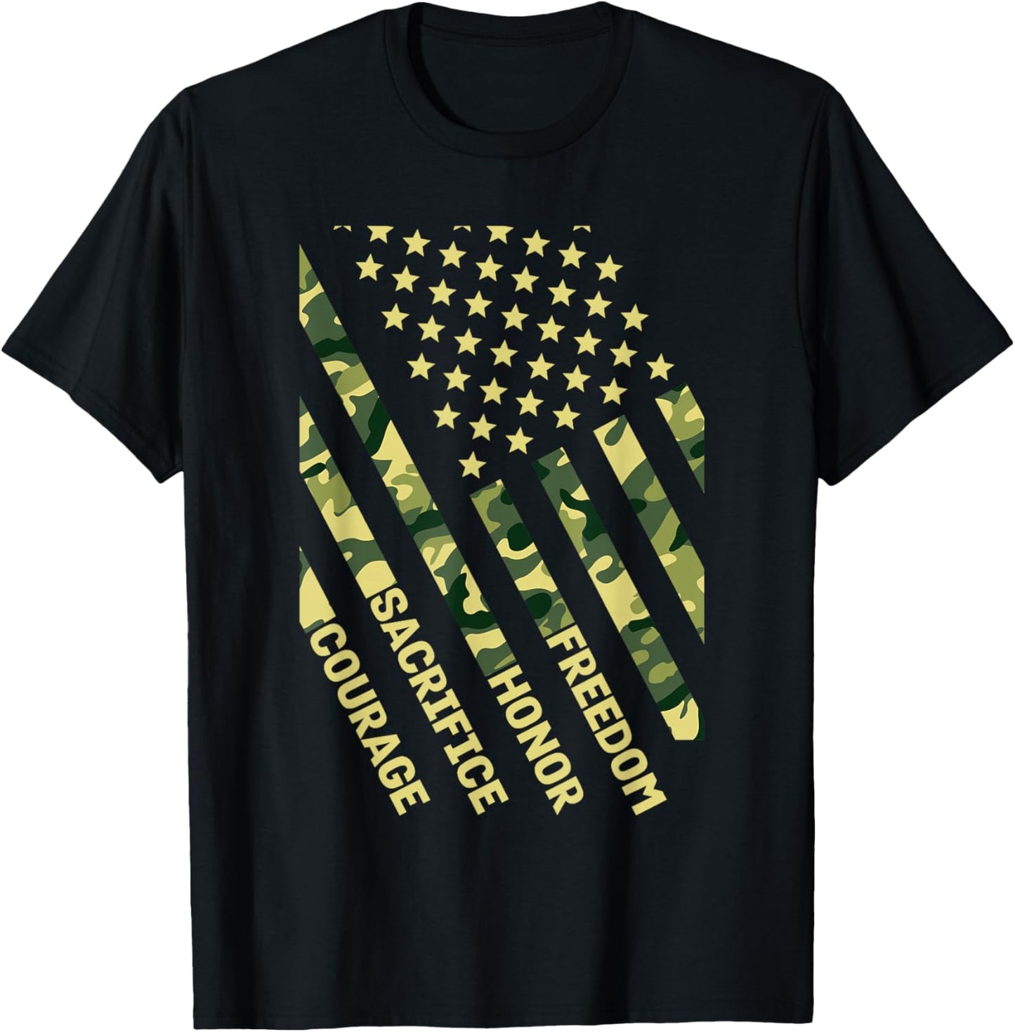 Veterans Day Sacrifice Courage Honor Freedom American Flag T-Shirt - T-Shirt | Black