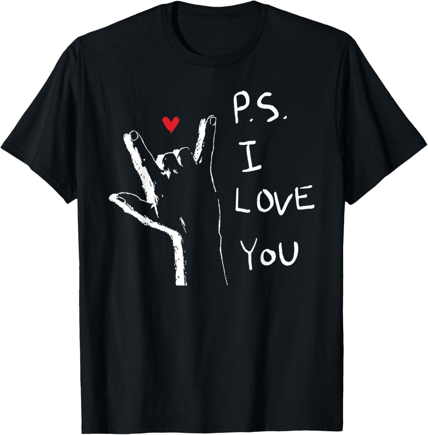 PS I Love You Day Valentine's Day Purple Heart Kid Men Women T-Shirt - T-Shirt | Black