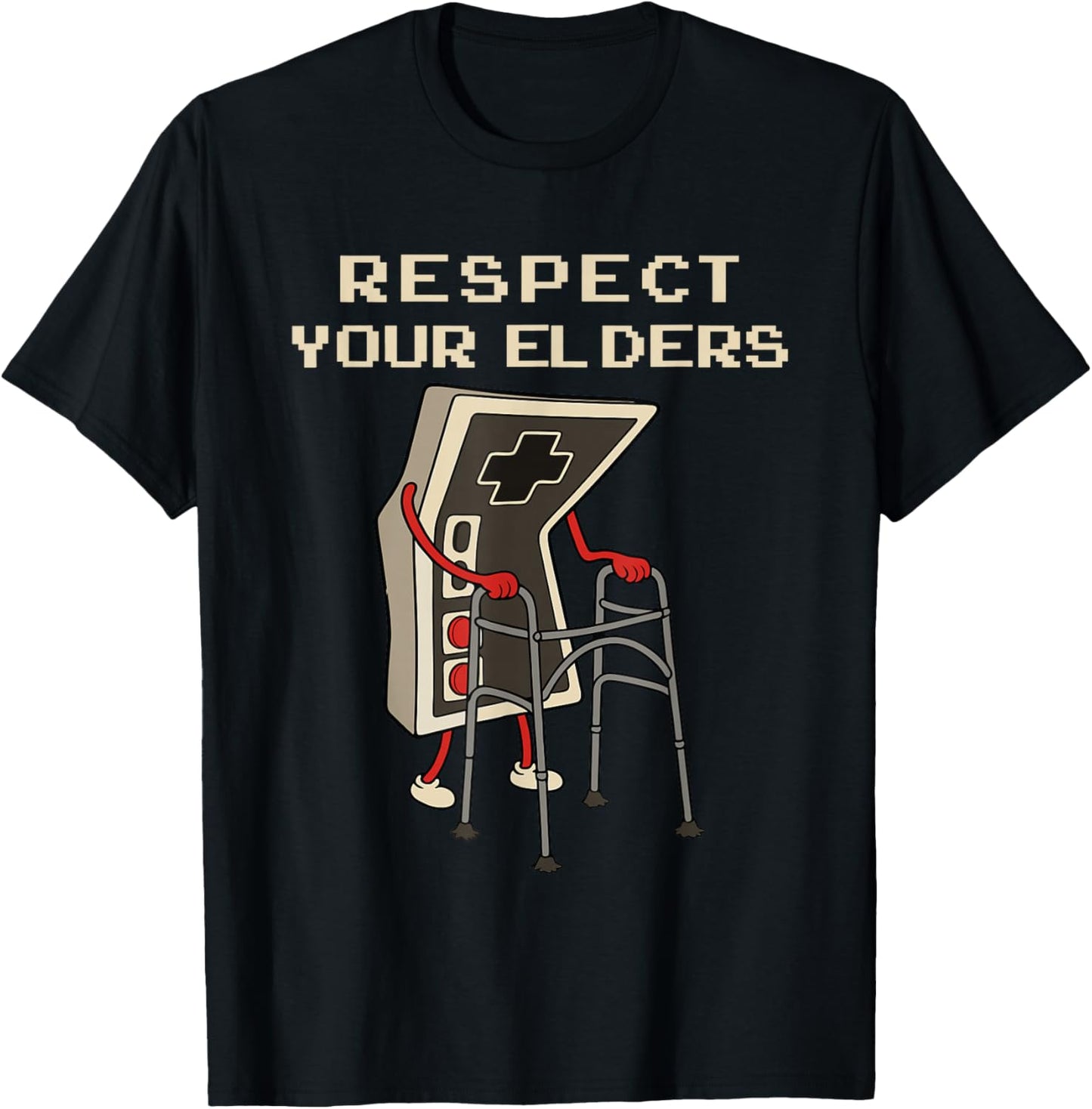 Respect Your Elders Retro Gaming Funny Gamer Controller 80s T-Shirt - T-Shirt | Black