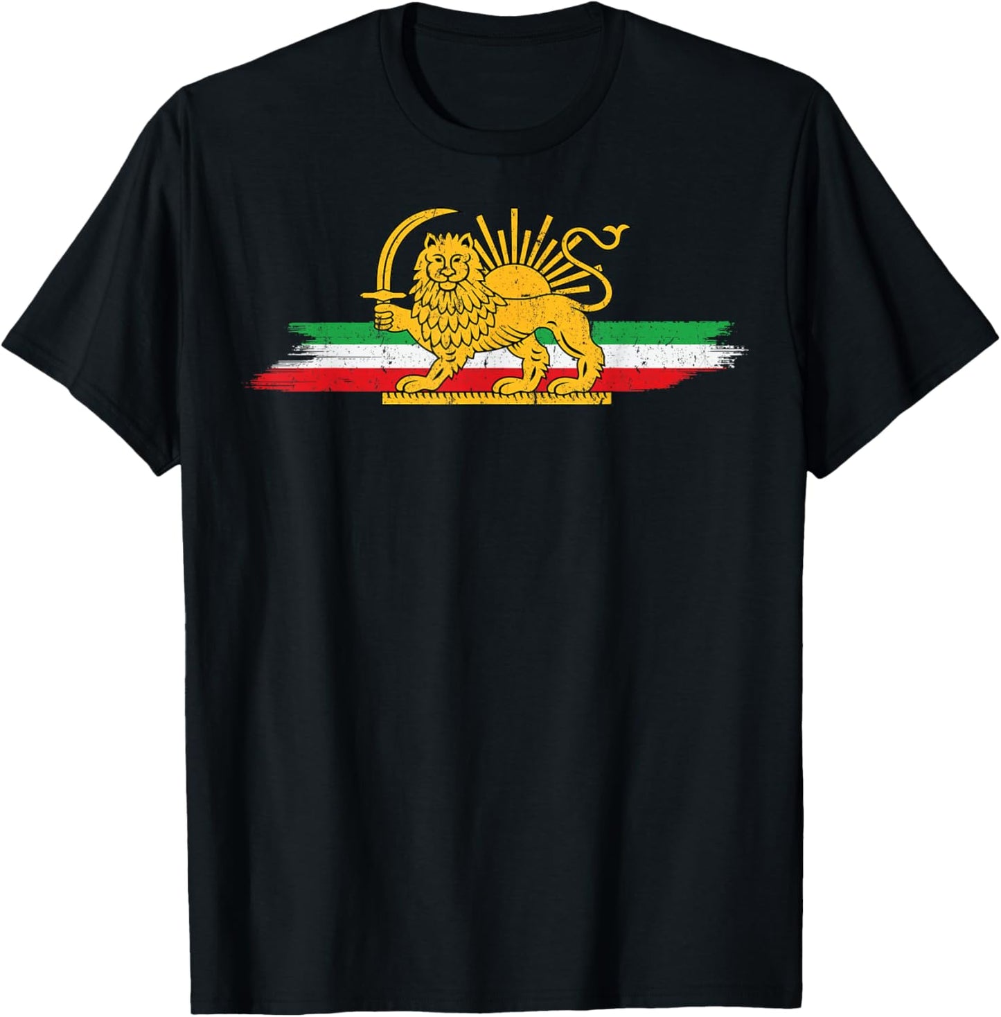 Shir o Khorshid Lion and Sun Iran Flag Persia Men Women Kids T-Shirt - T-Shirt | Black