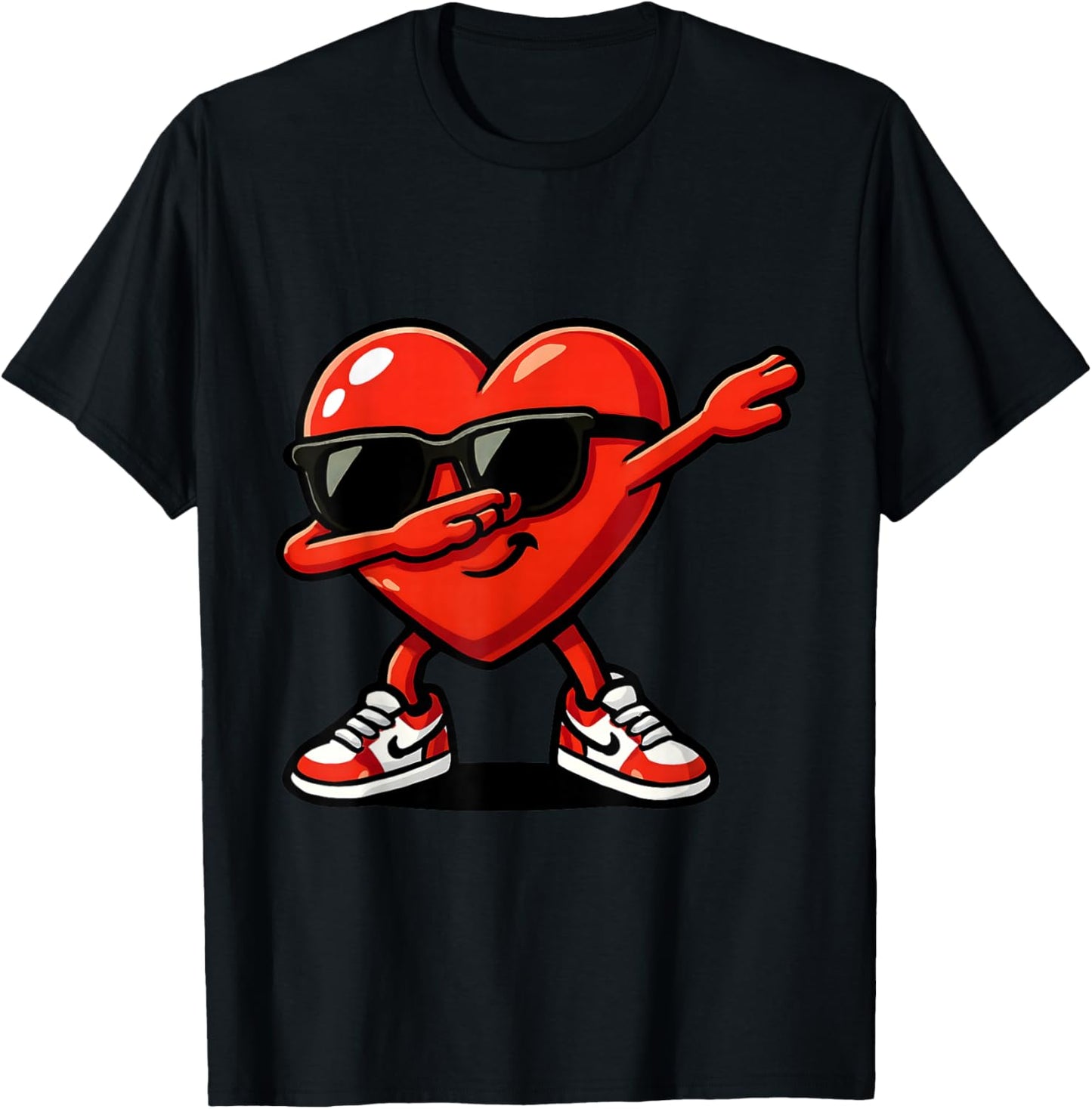 Valentine’s Day Dabbing Heart for Boys Girls Kids T-Shirt - T-Shirt | Black