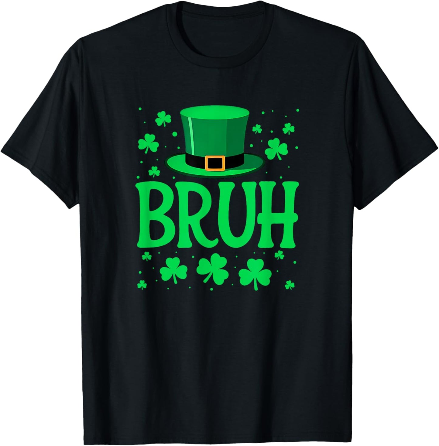 Bruh St Patricks Day Shamrock Saint Paddys Boys Teens Kids T-Shirt - T-Shirt | Black