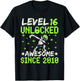 Level 16 Unlocked Awesome Since 2010 16th Birthday Gamer Boy T-Shirt - T-Shirt | Black