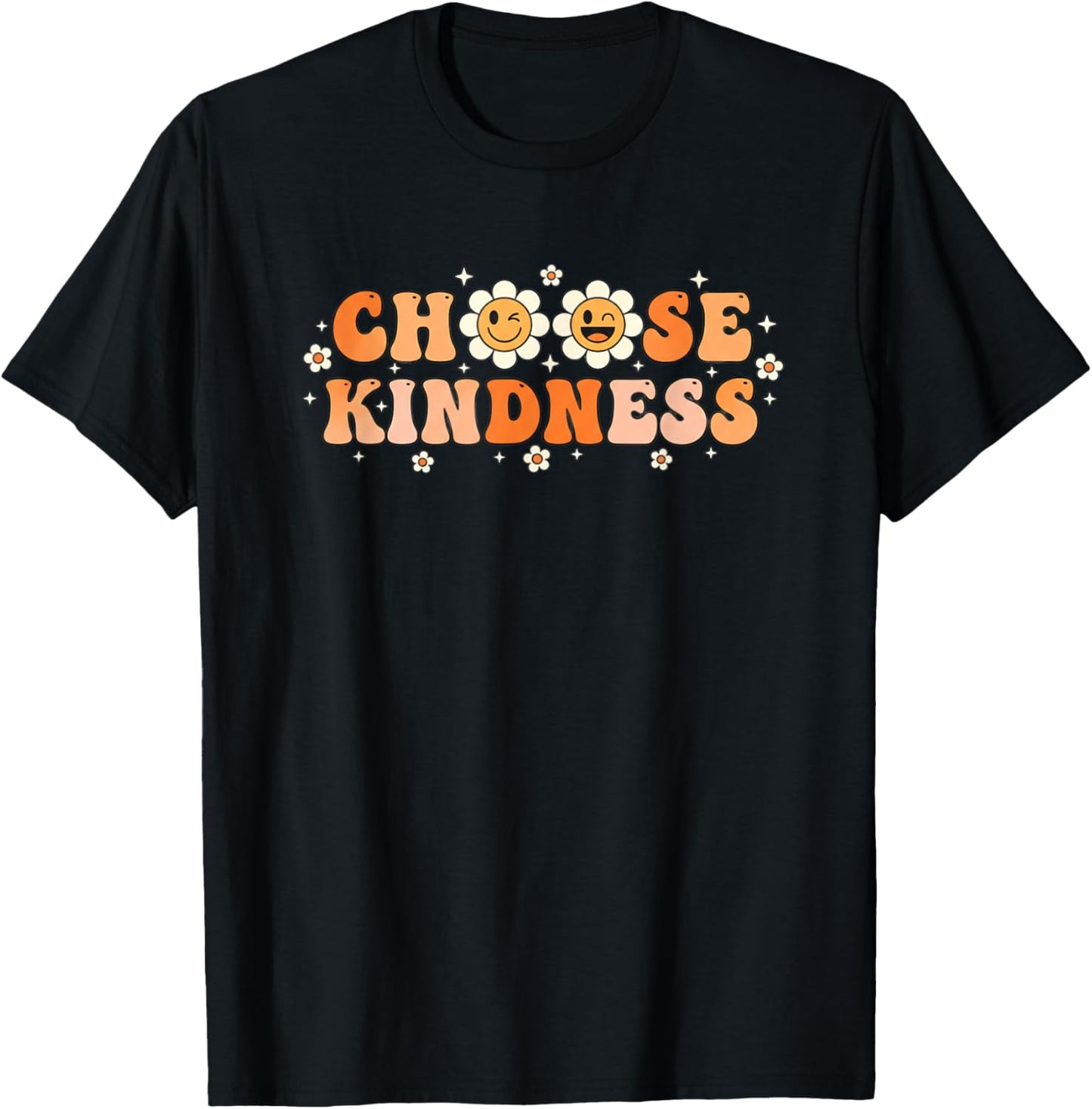 Choose Kindness Retro Daisy Wellness Graphic Motiv T-Shirt - T-Shirt | Black