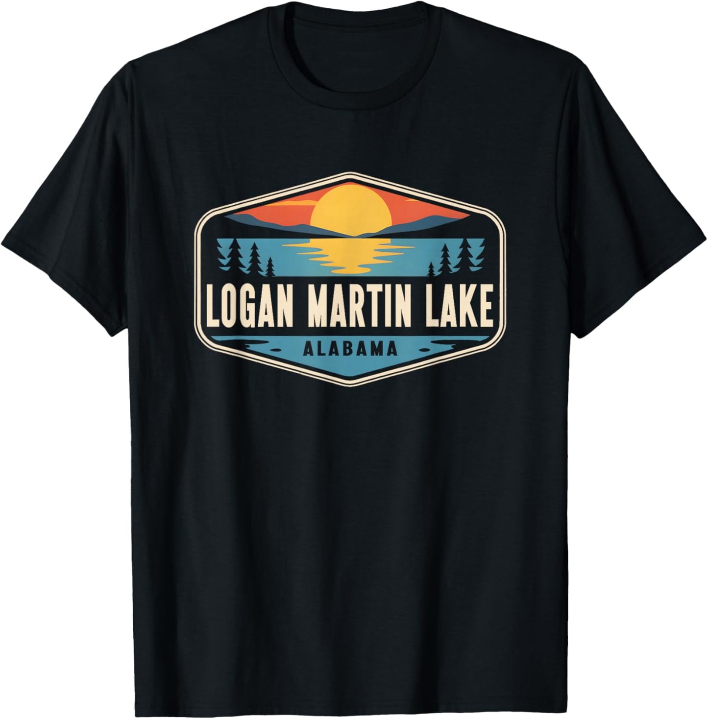 Logan Martin Lake Alabama Outdoors Vintage T-Shirt - T-Shirt | Black